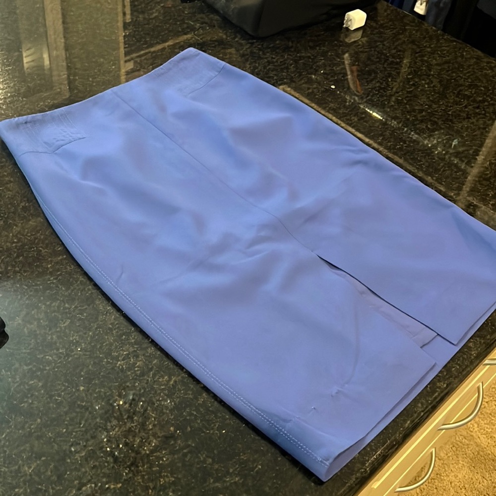 WHBM blue pencil skirt with front slit